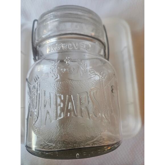 Antique c1910 Improved WEARS Smalley Pint Size Canning Fruit Jar Boston, Mass - Picture 2 of 9